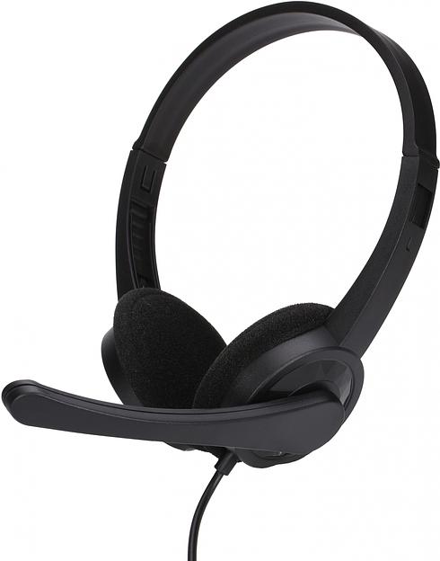 Наушники с микрофоном Оклик HS-M600 черный/черный 1.6м накладные оголовье (1900372) фото 1