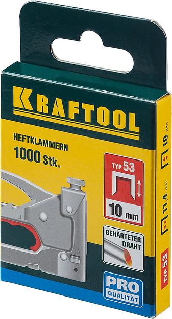 KRAFTOOL скобы тип 53 (A/10/JT21), 10 мм, калибр 23GA. 1000 шт (31670-10) фото 2