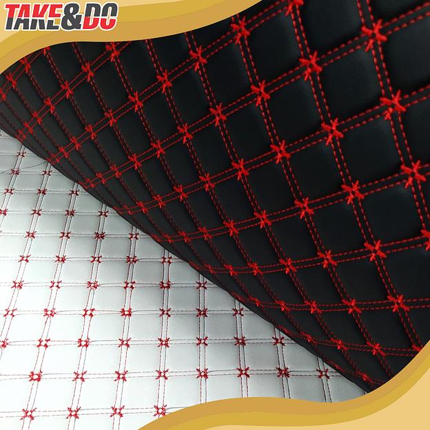 Экокожа звёзды, чёрный, нить красная опт фото 4