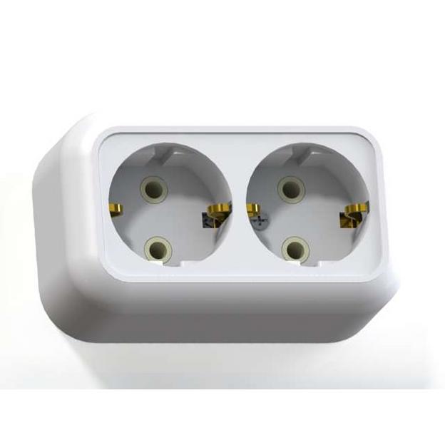 Розетка 2-м ОП Валентина РА16-826 16А IP20 с заземл. бел. Кунцево 5418 фото 1