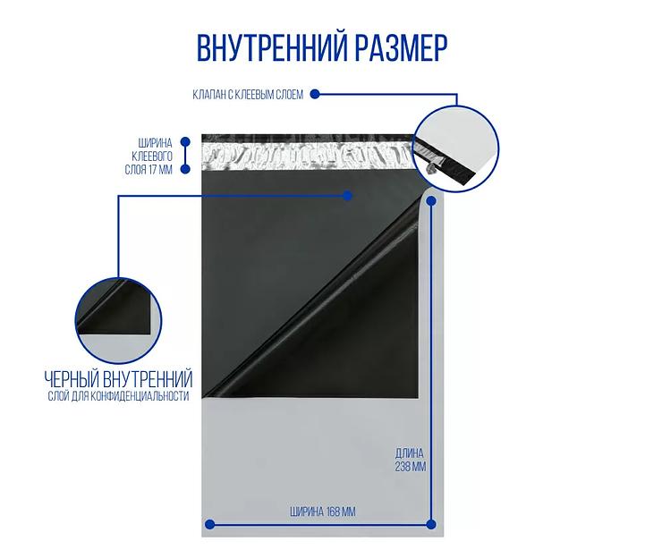 Курьерский пакет 60 мкм без кармана без печати 170×240+40 фото 3