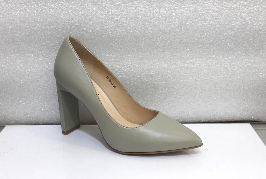 Туфли женские, серо-зелёные, натуральная кожа, каблук 10 см фото 1