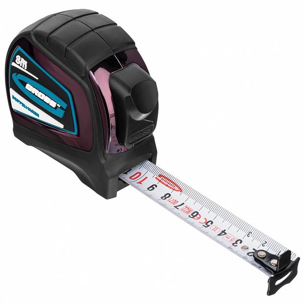 Рулетка Doppelhaken, 8 м x 25 мм, двухсторонний зацеп, нейлон, двуст. шкала, автоматич фото 3