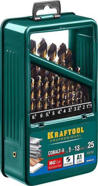 KRAFTOOL COBALT-8, 25 шт, (1-13 мм), сталь М42, HSS-Co(8%), набор сверл по металлу (29656-H25) фото 2