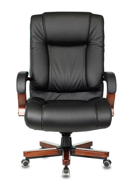 Кресло руководителя Бюрократ T-9925WALNUT черный кожа крестовина металл/дерево фото 2