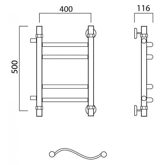 Полотенцесушитель водяной Роснерж Волна L101011 50x40 с боковым подключением 320 групповой фото 2