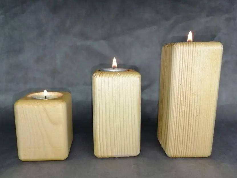 Подсвечники деревянные светлые 3 шт ОПТ фото 6