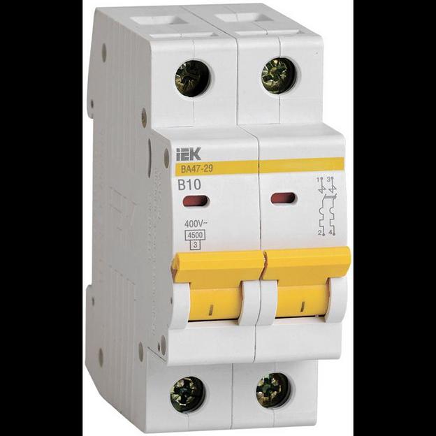 Iek MVA20-2-010-B Авт. выкл.ВА47-29 2Р 10А 4,5кА х-ка В ИЭК фото 1
