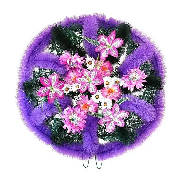 Р-ный венок Ридли с цветами на сиреневом фоне ф221ф-р100-н159-д209-г82-г535-г579 68см фото 1
