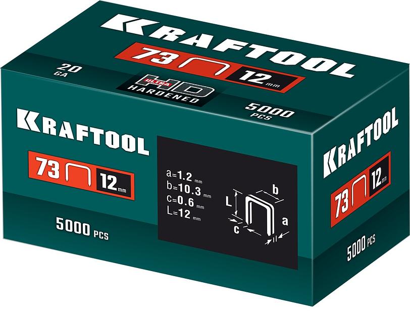 KRAFTOOL скобы тип 73, 12 мм, калибр 20GA. 5000 шт (31773-12) фото 3