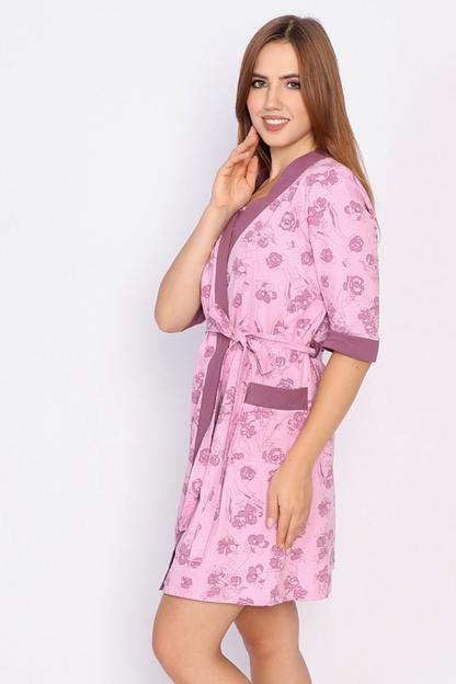 Комплект Style Magro домашний женский «Кострома» сорочка+халат, пудровый, опт фото 6