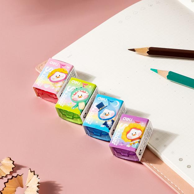 Точилка для карандашей ручная Deli EH552 Little Singer 1 отверстие пластик ассорти коробка фото 9