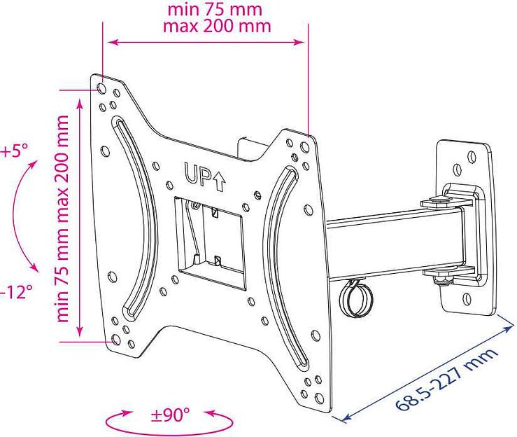 Кронштейн для телевизора Kromax OPTIMA-203 черный 15"-42" макс.25кг настенный поворот и наклон фото 2