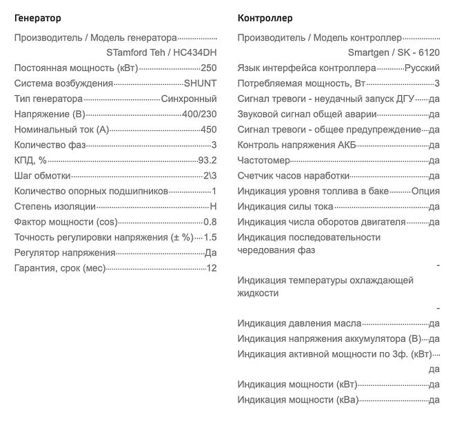 Дизельный генератор Motor АД250-Т400 открытого типа ОПТ фото 8