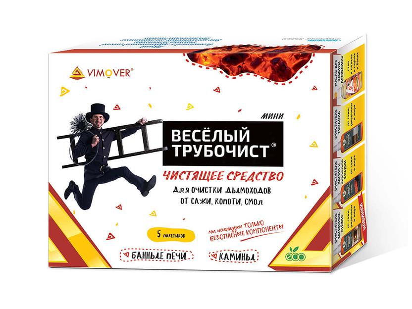 «Весёлый трубочист» мини чистящее средство для очистки дымоходов от сажи, копоти и смол 21 гр. (5 пак 4,2 гр/шт), опт фото 1