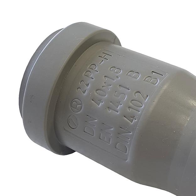 Труба канализационная 40x250 мм НТЕМ однораструбная, серая фото 4