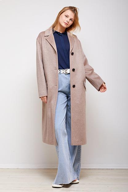 Женское демисезонное пальто деловое Mmoda бежевый, арт.2202438-1 фото 4