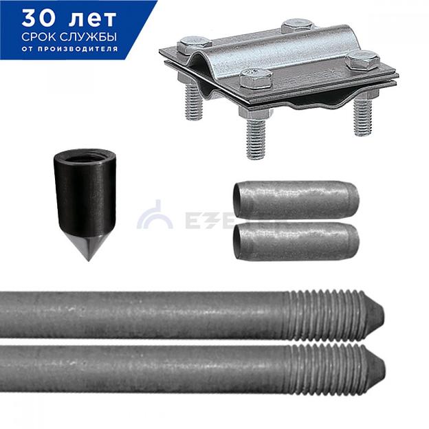 Вертикальный заземлитель из круглой оцинкованной стали, диаметром 16 мм, длиной 3 м фото 1