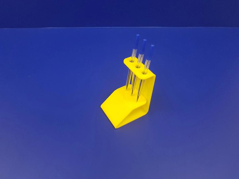 Подставка для ручек карандашей кистей 3 секции.(вертикальное размещение, место для логотипа, желтая) фото 2