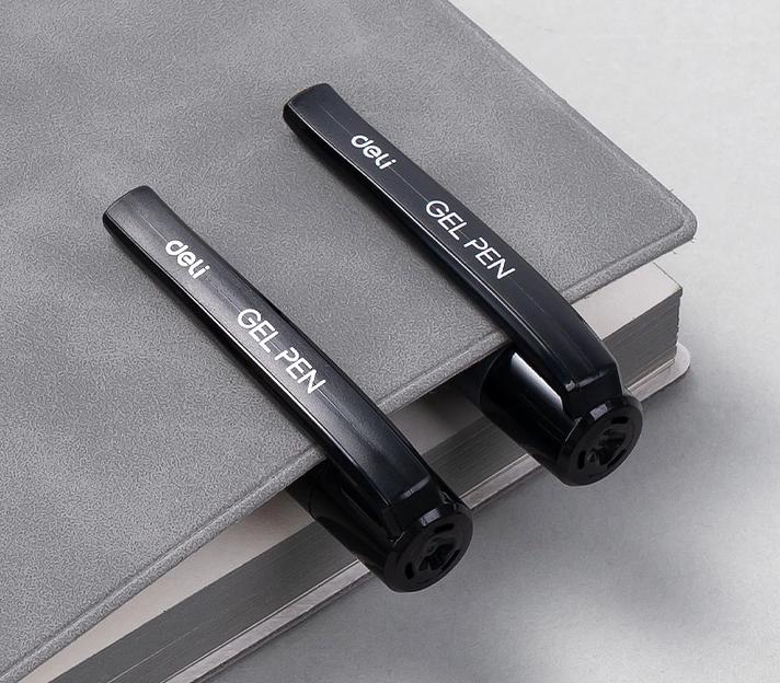 Ручка гелев. Deli EG159-BK ассорти d=1.0мм черн. черн. резин. манжета фото 3