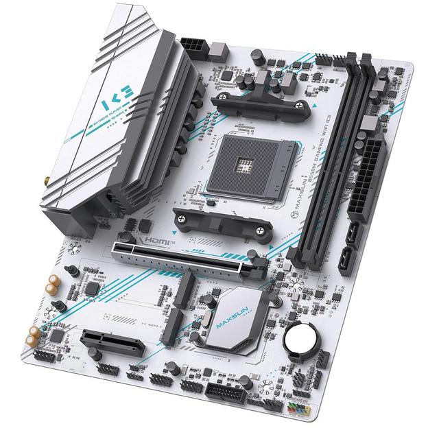 Материнская плата Maxsun MS-B550M GAMING WIFI ICE B550, AM4, 2*DDR4, 1*PCIEx16, 1*PCIEx4, 1*PCIEx1, 2*M.2, 4*USB3.2Gen1, 6*USB2.0, 2*SATA3.0, 1G, DP, HDMI, M-ATX, RTL фото 5