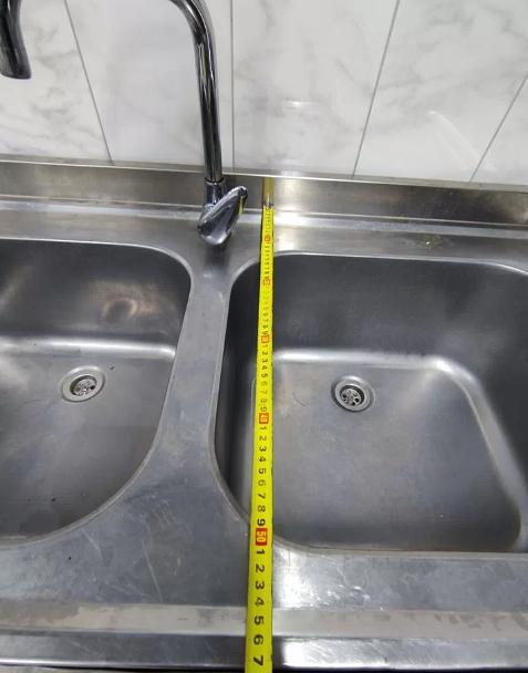 Раковина двойная из нержавеющей стали 120х56х25 см, со смесителем ОПТ фото 3