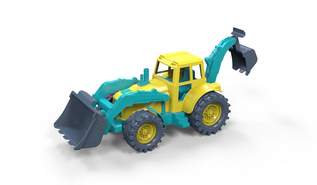 Трактор полной комплектации 28 см (серо-желтый) в коробке ОПТ фото 3