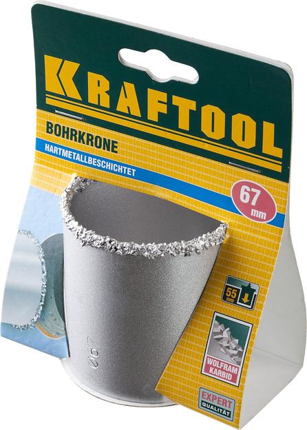 KRAFTOOL 67 мм, L 55 мм, карбид вольфрама, коронка кольцевая (33401-67) фото 2