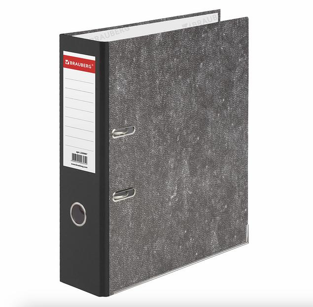 Папка-регистратор «BRAUBERG» фактура стандарт, с мраморным покрытием 75 мм, черный корешок, опт фото 2