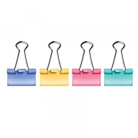 Зажимы для бумаги 32мм, 12шт, цветные, в друме, Forofis фото 1