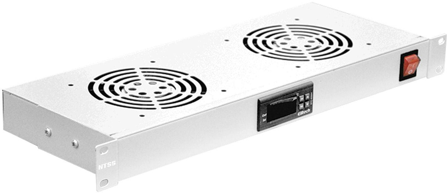 Модуль вентиляторный NTSS (NTSS-FAN2/19T) 2 вент. с термостатом с контроллером серый (упак.:1шт) фото 1