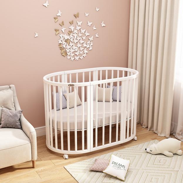 Круглая кровать-трансформер 8 в 1 Dreams, Премиум, Белый, опт фото 1