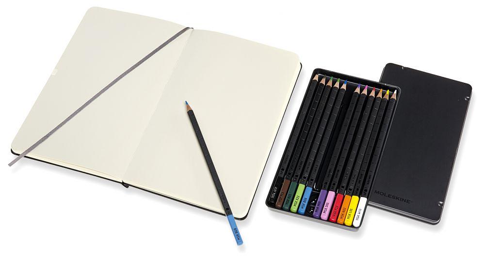 Набор Moleskine Art Collection Sketching блокнот для рисования/акварельные карандаши Large нелинованный черный фото 2