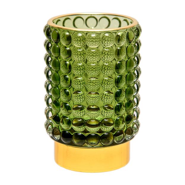 Декоративный подсвечник из цветного стекла, Д85 Ш85 В125, зеленый фото 1