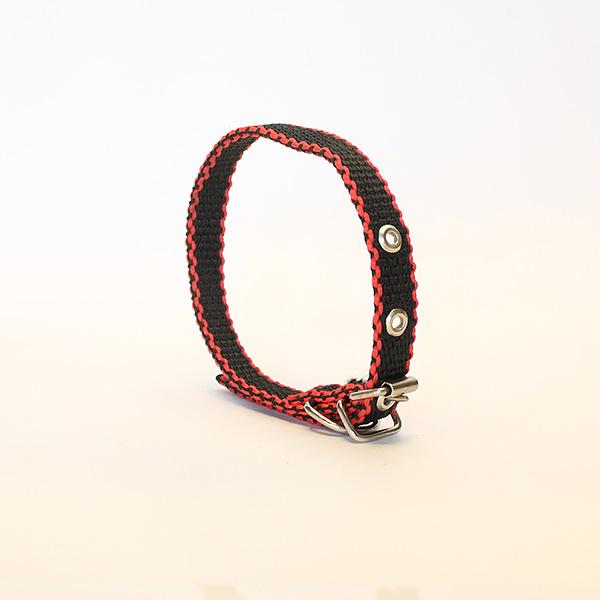 Ошейник капроновый одинарный красно-черный ОПТ фото 3