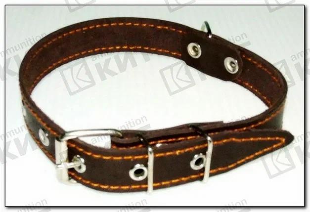 Ошейник №26, однослойный, натуральная кожа на синтепоне с выносным кольцом ОПТ фото 1