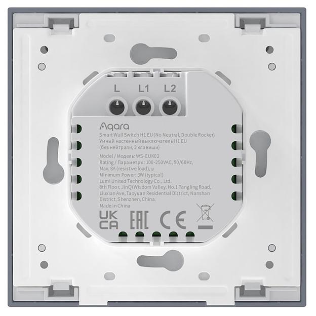 Выключатель двухклавишный без нейтрали Aqara Smart Wall Switch H1 EU (WS-EUK02 graphite) фото 3