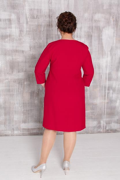 Платье-трапеция красное П-0095 фото 2