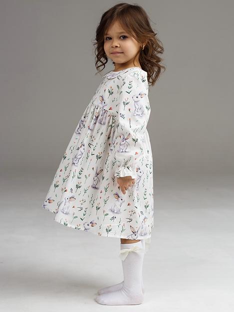 Платье MINI DI «Риана» зайцы на белом, арт.160/810 ОПТ фото 5