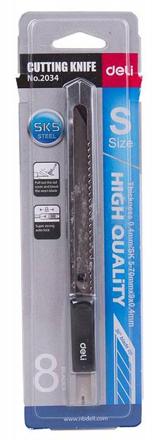 Нож канцелярский Deli E2034 Essential Metal Vivid Mini шир.лез.9мм фиксатор сталь серый фото 2