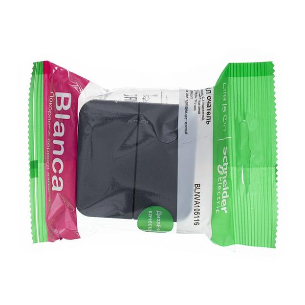 Выключатель BLANCA двухклавишный наружный (схема 5) с подсветкой и изоляционной пластиной 10а 250b антрацит фото 2