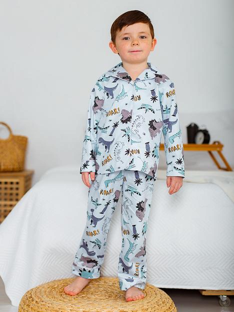 Пижама MINI DI «Алексия» дино на бледно-голубом, сатин ОПТ фото 4