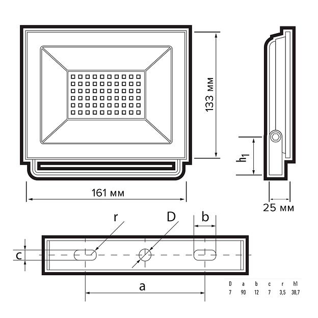 Прожектор светодиодный СДО-20 50Вт 6500К 4000Лм IP65  ФАZА фото 6