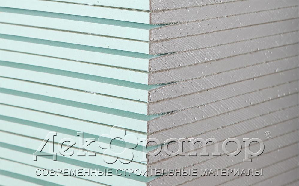 Гипсокартон влагостойкий (ГКЛВ) "Декоратор" 2500*1200*9,5 мм фото 1