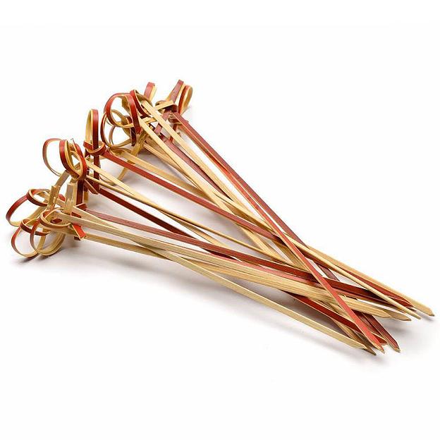 Пики  9 см. 100 шт/уп бамбук Узелок красная /1/ фото 1