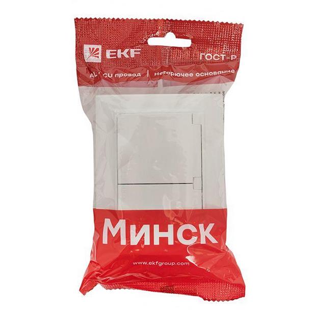 Розетка 2-м СП Минск 16А IP44 с заземл. защ. шторки с крышкой бел. EKF ERR16-129-200-44 фото 3