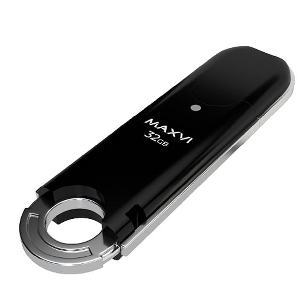 Maxvi USB Drive 32GB P2 32GB black, монолит с колпачком, ABS пластик, USB 2.0 фото 1