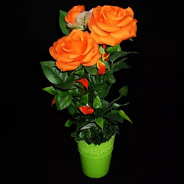 Букет искусственных роз в горшке 514 фото 2
