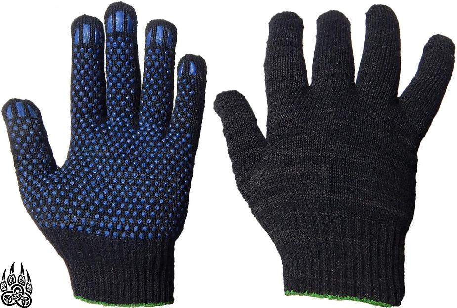 Перчатки Х/Б с ПВХ 5 нитей 10 класс 53 гр. чёрные фото 1