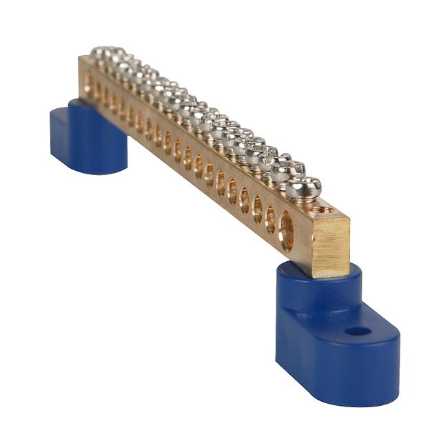 Шина нулевая с двумя изоляторами OptiKit BB-T-N-S-10-6х9-синий фото 1